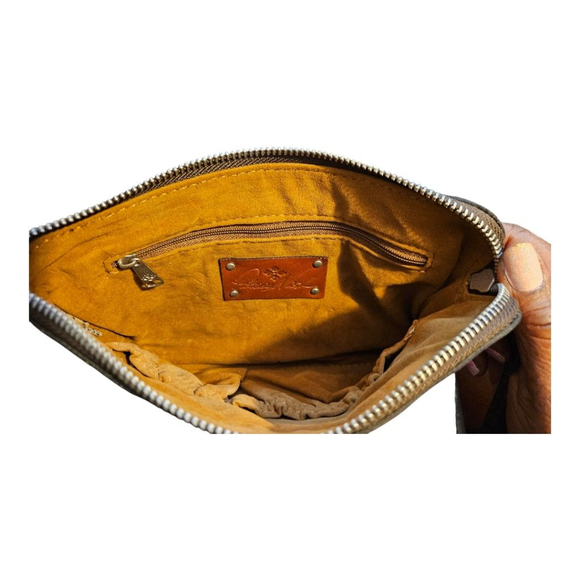 Patricia Nash Turquoise and Brown Leather Clutch Wristlet Wallet - Picture 6 of 9